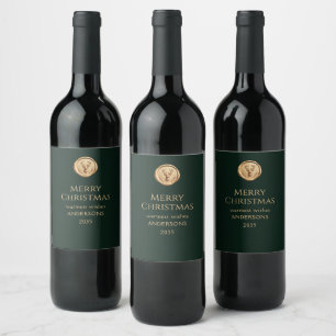 Merry Christmas Deer Personalised Festive Green Wine Label