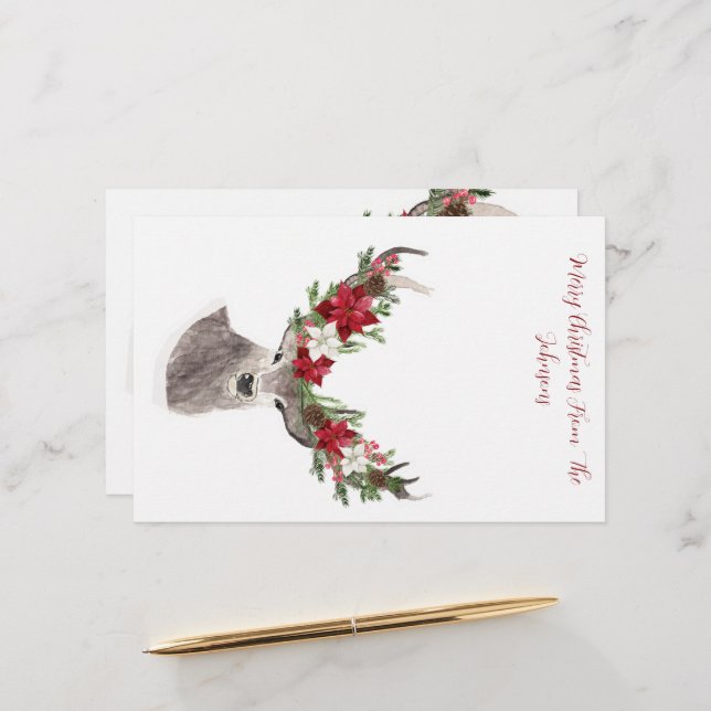Merry Christmas Deer Stationery (Front/Back In Situ)