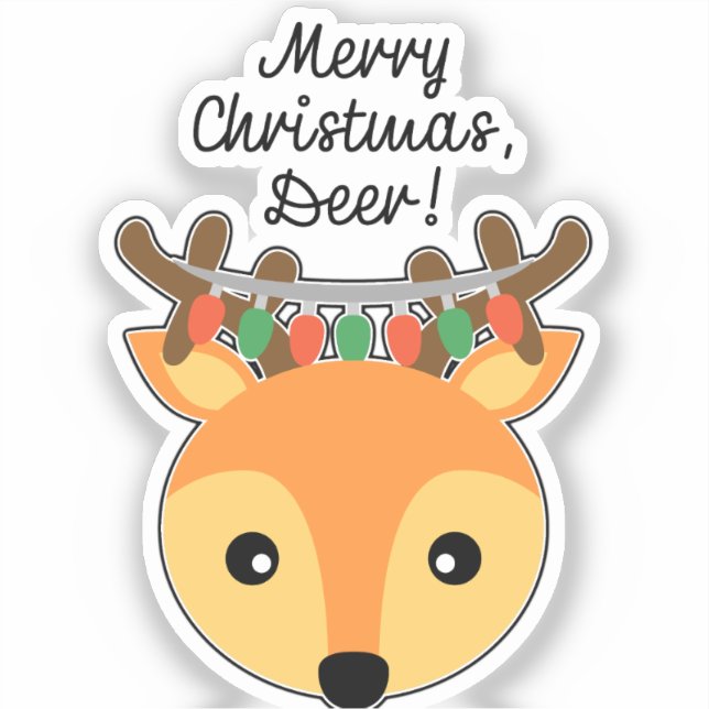 Merry Christmas, Deer!  Sticker (Front)