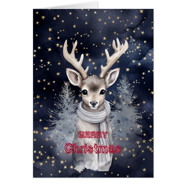 Merry Christmas Deer Wearing A Scarf (Front)