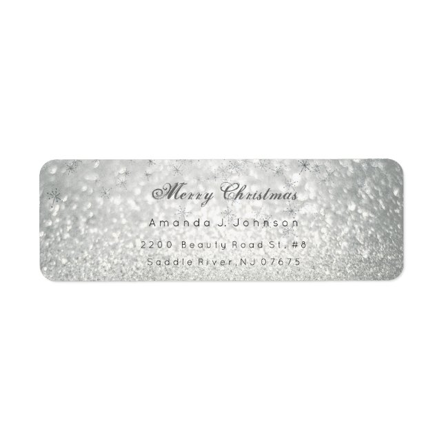 Merry Christmas Delicate Silver Stars Snow Gray (Front)