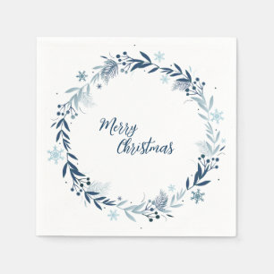Merry Christmas Delicate Winter Wreath Napkin