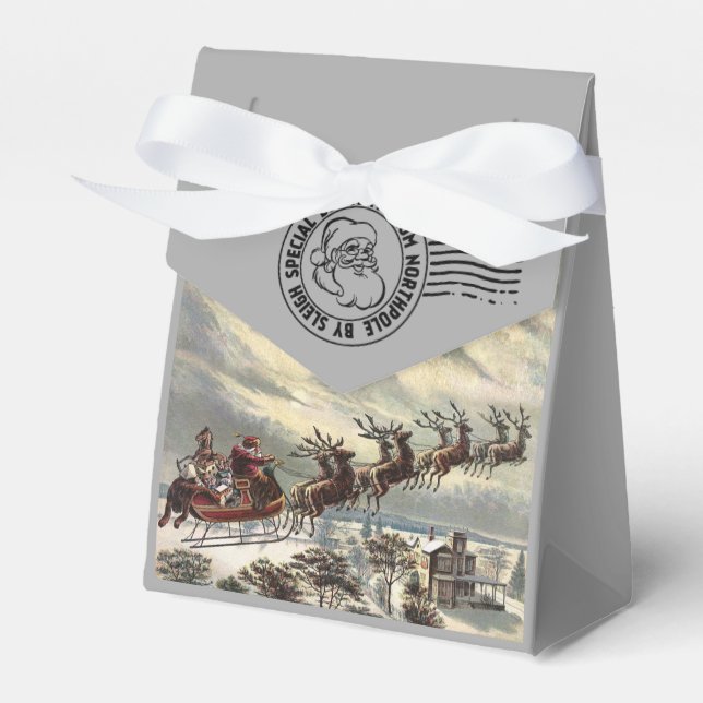 Merry Christmas Delivery by Santa Sleigh Favour Box (Front Side)