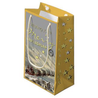 Merry Christmas Delivery by Santa Sleigh Small Gift Bag