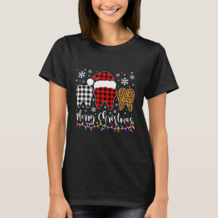 Merry Christmas Dental Assistant Teeth Buffalo Pla T-Shirt
