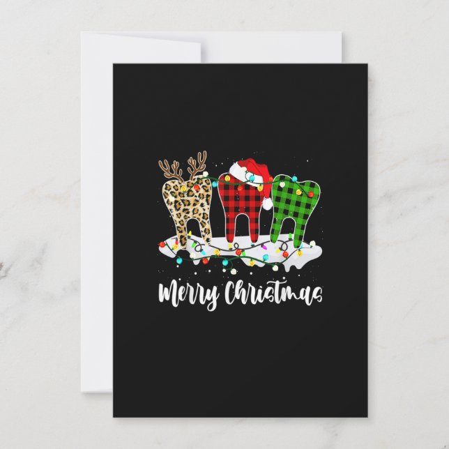 Merry Christmas Dentist Teeth Santa Hat Xmas Leopa Invitation (Front)