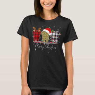 Merry Christmas Dentist Teeth Santa Hat Xmas Leopa T-Shirt