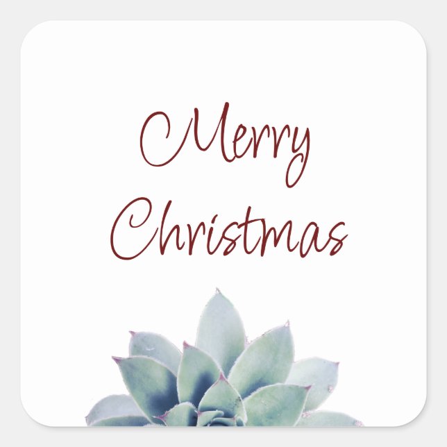 Merry Christmas Desert Botanical Succulent   Square Sticker (Front)