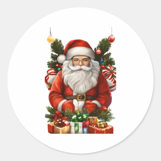 Merry Christmas Design 2024 Classic Round Sticker (Front)