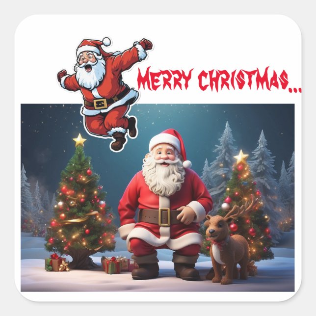 merry christmas Design and painting  Square Sticker (Front)