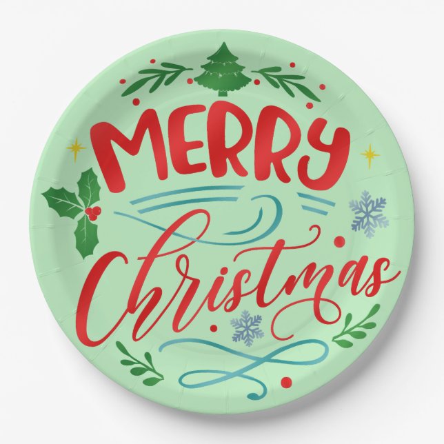 Merry Christmas Design Paper Plate (Front)