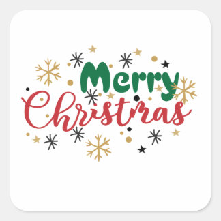 Merry Christmas Design Square Sticker