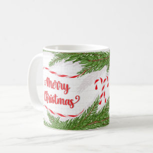 Merry Christmas Design with Candy Canes Coffee Mug