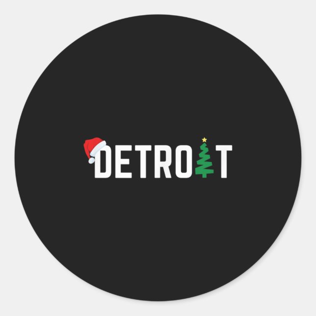 Merry Christmas Detroit Happy Holidays Michigan Sa Classic Round Sticker (Front)
