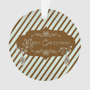 Merry Christmas Diagonal Stripe Acrylic Ornament