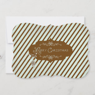 Merry Christmas Diagonal Stripe Holiday Card