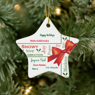 Merry Christmas different languages Ceramic Tree Decoration