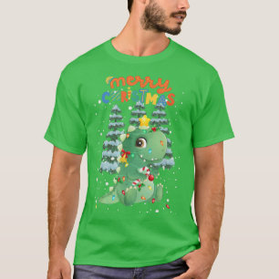 Merry Christmas Dinosaur Christmas Bulbs In Snow  T-Shirt