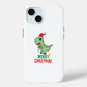 merry christmas dinosaur iPhone 15 case