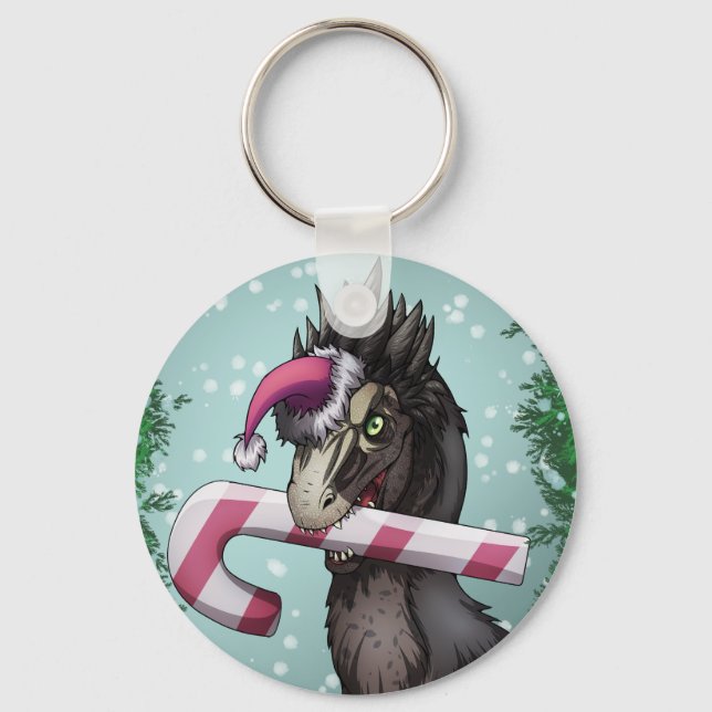 Merry Christmas Dinosaur Key Ring (Front)