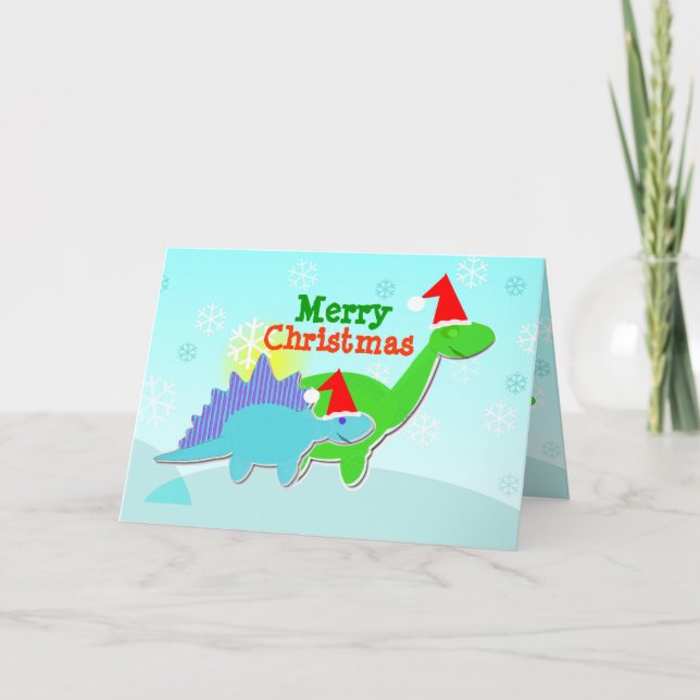 Merry Christmas Dinosaurs Card (Front)
