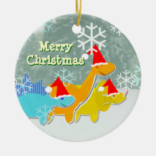 Merry Christmas Dinosaurs Ornament