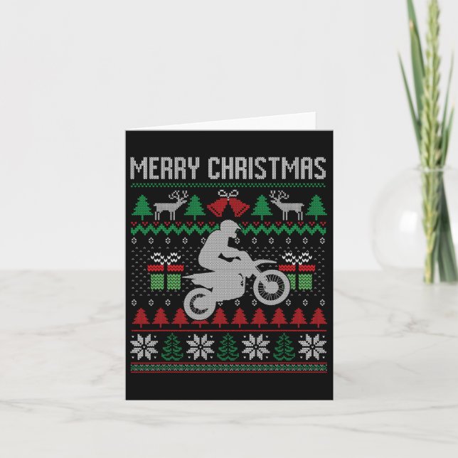 Merry Christmas Dirt Bike Santa Funny Family Match Card (Front)
