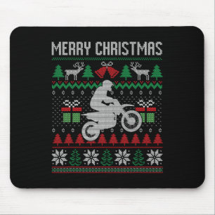 Merry Christmas Dirt Bike Santa Funny Family Match Mouse Mat