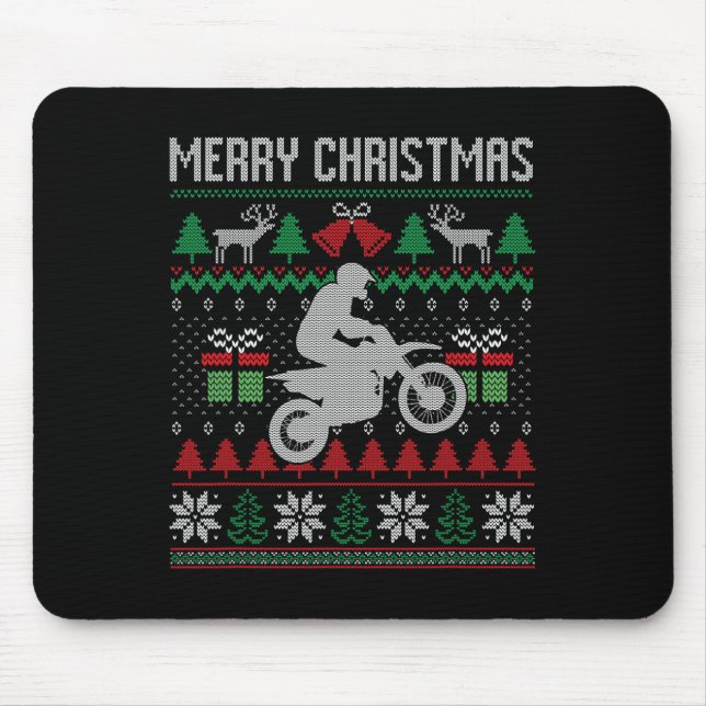 Merry Christmas Dirt Bike Santa Funny Family Match Mouse Mat (Front)