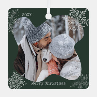 Merry Christmas Distressed Snowflakes Custom Photo Metal Tree Decoration