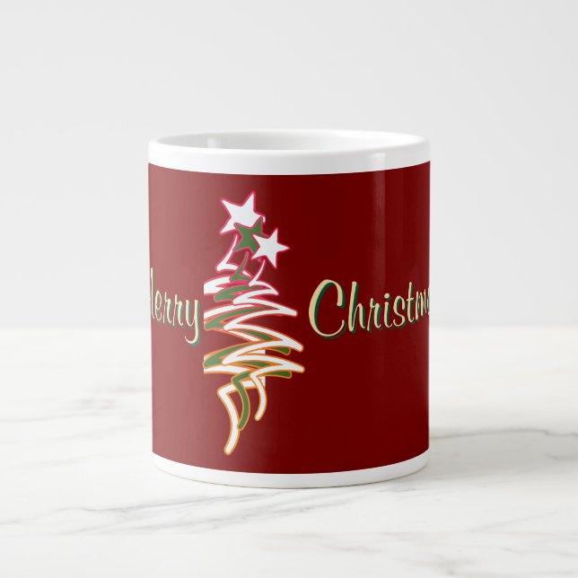 Merry Christmas Dk Red Large Coffee Mug (Front)