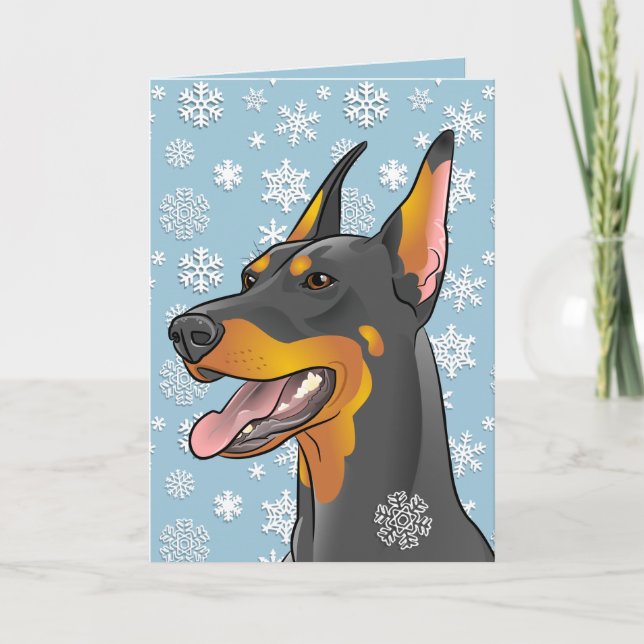 Merry Christmas Doberman Dog Customisable Card (Front)