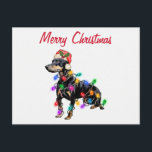 Merry Christmas Doberman Dog in Santa's Hat Holiday Postcard<br><div class="desc">Christmas puppy</div>