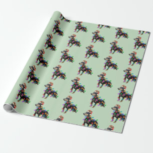 Merry Christmas Doberman Dog in Santa's Hat  Wrapping Paper
