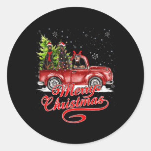 Merry Christmas Doberman Dogs Lover Santa Reindeer Classic Round Sticker