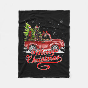 Merry Christmas Doberman Dogs Lover Santa Reindeer Fleece Blanket