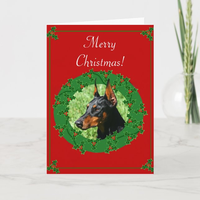 Merry Christmas Doberman greeting card (Front)