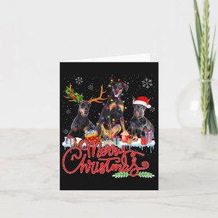 Merry Christmas Doberman Pinscher Dogs Santa Reind Card