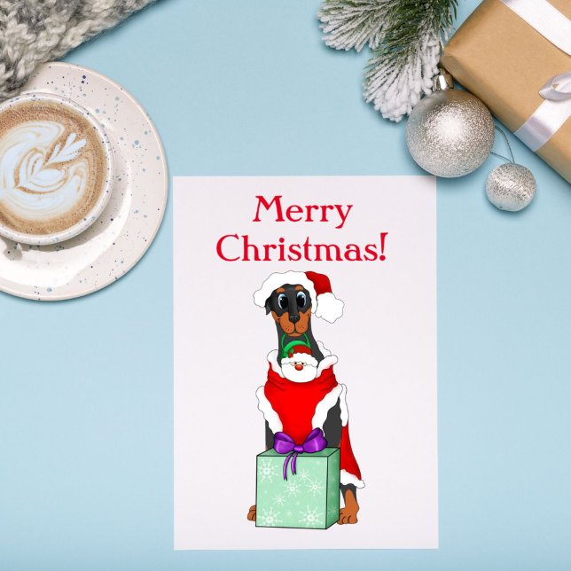 Merry Christmas Doberman Pinscher Holiday Card (Creator Uploaded)