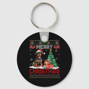 Merry Christmas Doberman Pinscher Lover Ugly Xmas Key Ring
