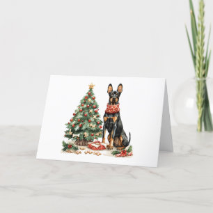 Merry Christmas Dobermann Dogs Holiday Card