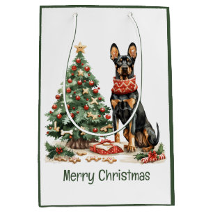 Merry Christmas Dobermann Dogs Medium Gift Bag