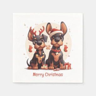 Merry Christmas Dobermann Dogs Napkin