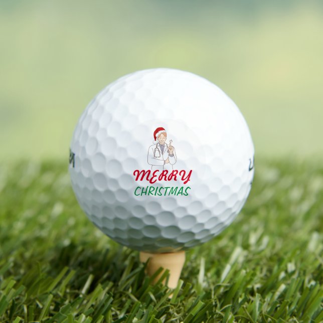 Merry Christmas Doctor Appreciation Holiday Design Golf Balls (Insitu Tee)