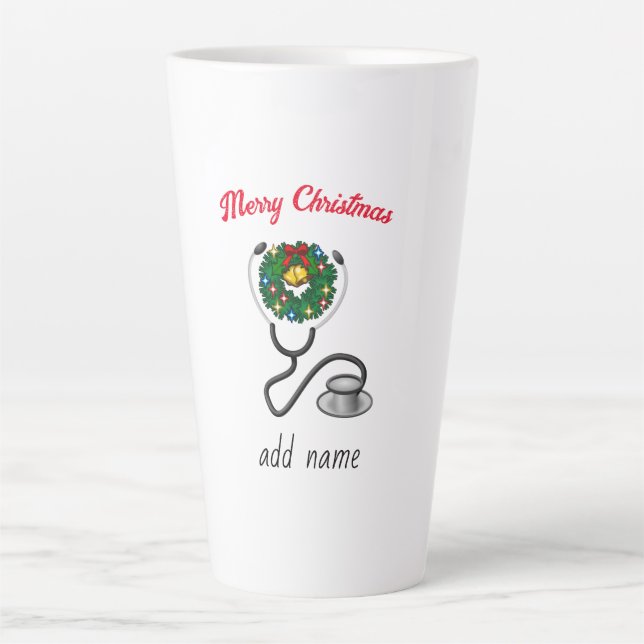 Merry Christmas Doctor Appreciation Holiday Design Latte Mug (Front)