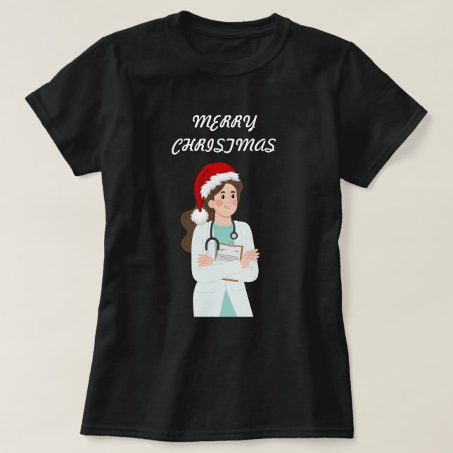 Merry Christmas Doctor Appreciation Holiday Design T-Shirt (Design Front)
