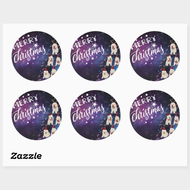 Merry Christmas Dog Christmas Classic Round Sticker (Sheet)