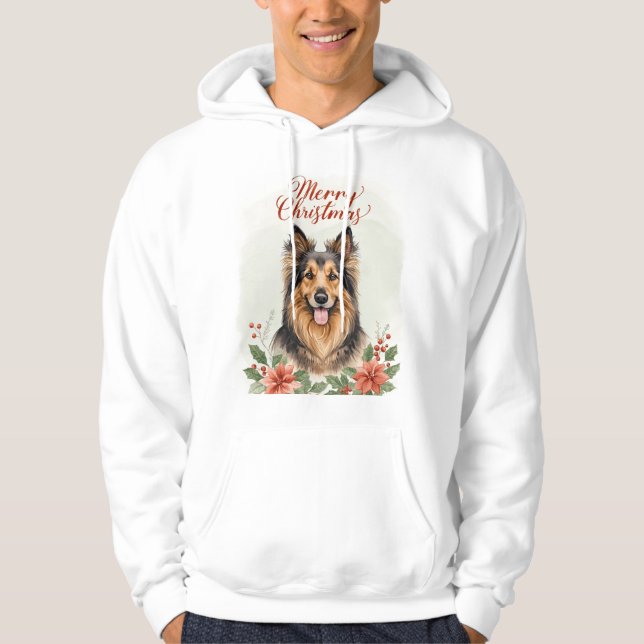Merry Christmas Dog Cozy Winter Holiday Hoodie (Front)
