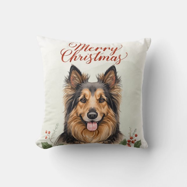 Merry Christmas Dog Festive Living Room Throw  Cushion (Front)