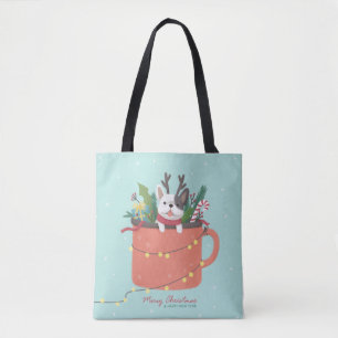 Merry Christmas: Dog Illustration Art Tote Bag
